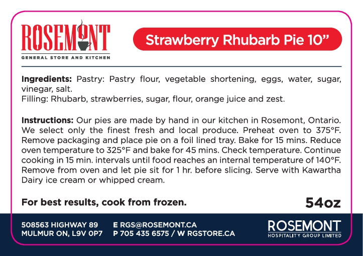 Strawberry Rhubarb Pie - 10"